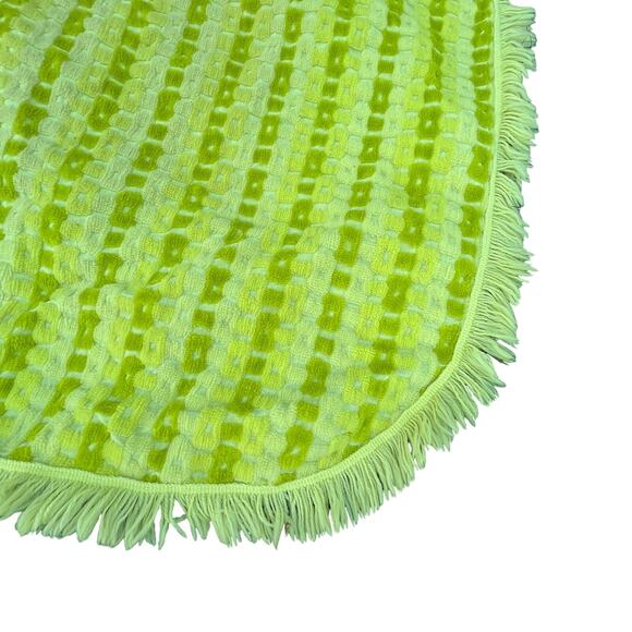 Vintage Sears Twin Tufted Bedspread Fringe Trim Chartreuse - Picture 5 of 5